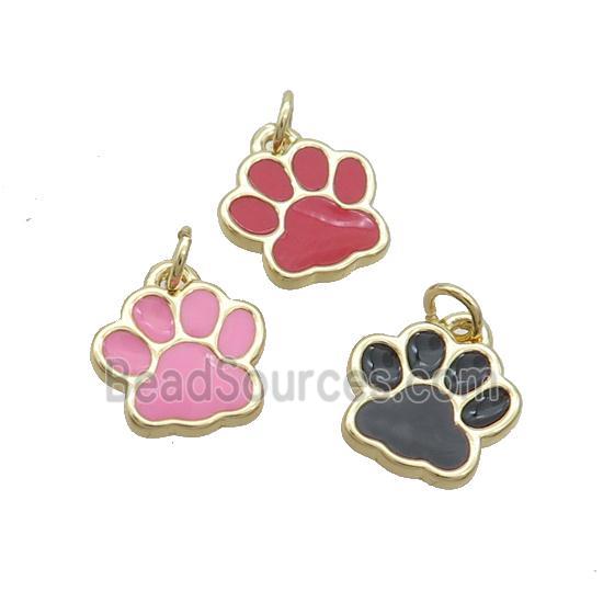 Copper Paw Pendant Enamel Gold Plated Mixed