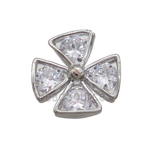 Copper Clover Pendant Pave Zircon Platinum Plated