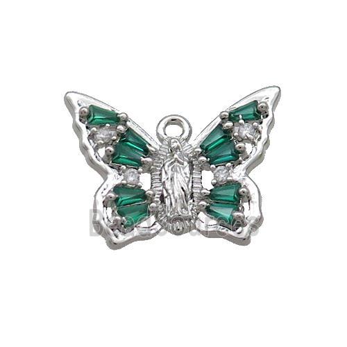 Copper Butterfly Pendant Pave Crystal Glass Platinum Plated