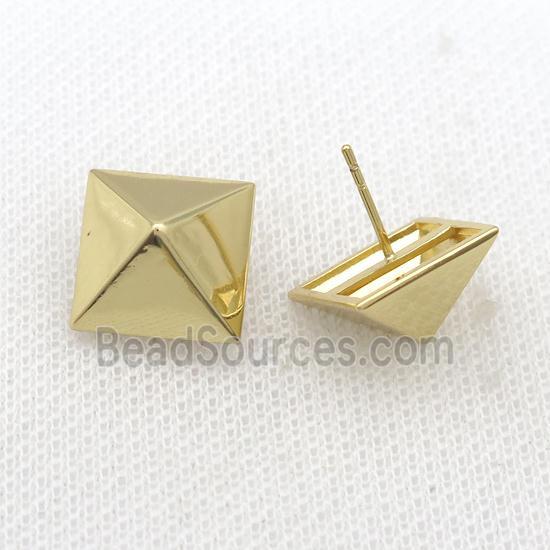 Copper Pyramid Stud Earring Gold Plated