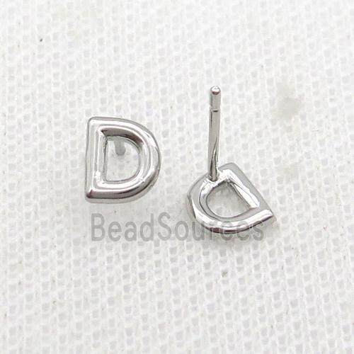 Copper Stud Earring D-Letter Platinum Plated