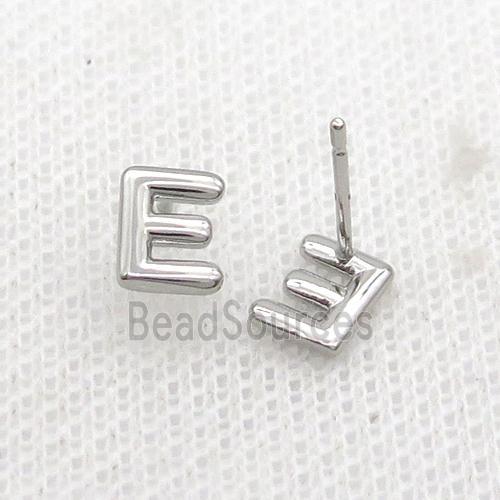 Copper Stud Earring E-Letter Platinum Plated