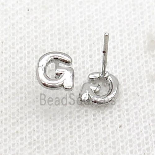 Copper Stud Earring G-Letter Platinum Plated