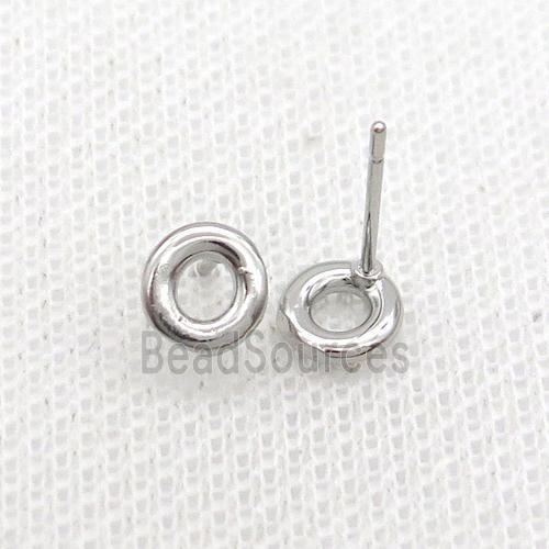 Copper Stud Earring O-Letter Platinum Plated