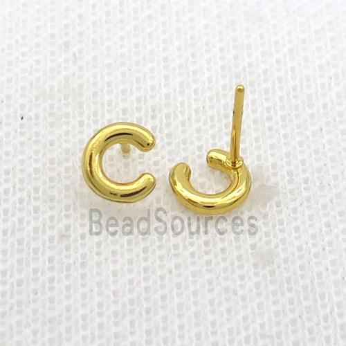 Copper Stud Earring C-Letter Gold Plated