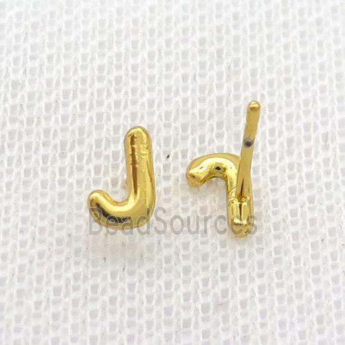 Copper Stud Earring J-Letter Gold Plated