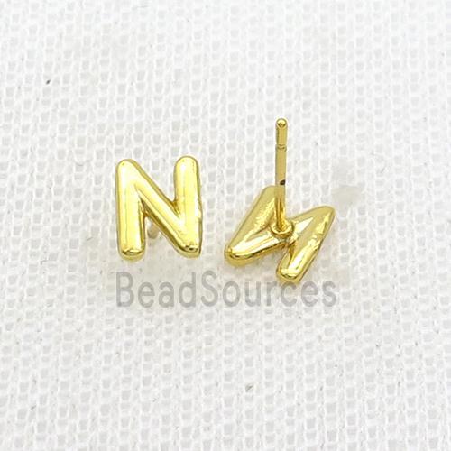 Copper Stud Earring N-Letter Gold Plated