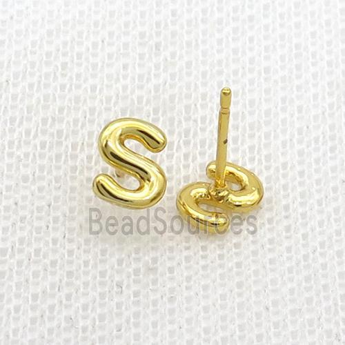 Copper Stud Earring S-Letter Gold Plated