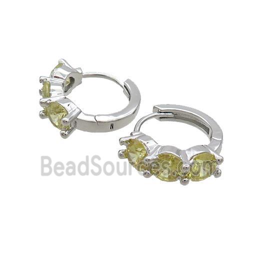 Copper Hoop Earring Pave Olive Zircon Platinum Plated