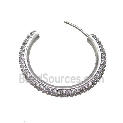 Copper Stud Earring Pave Zircon Platinum Plated