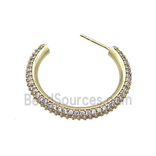 Copper Stud Earring Pave Zircon Gold Plated