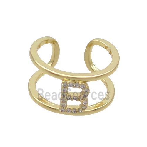 Copper Ring Pave Zircon B-Letter Gold Plated