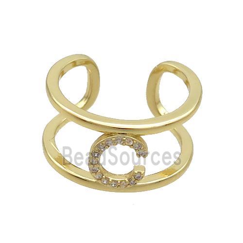 Copper Ring Pave Zircon C-Letter Gold Plated