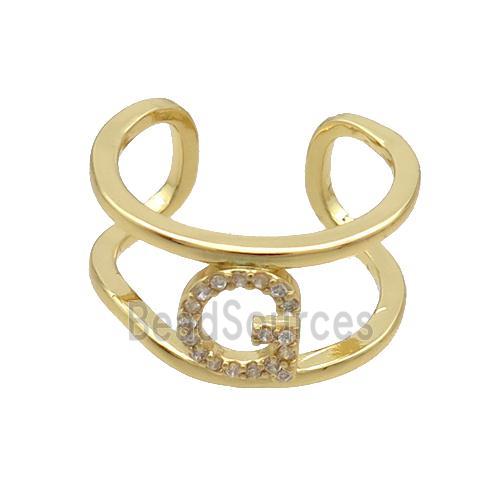 Copper Ring Pave Zircon G-Letter Gold Plated