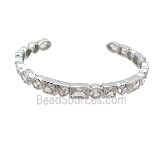 Copper Bangle Pave Zircon Platinum Plated