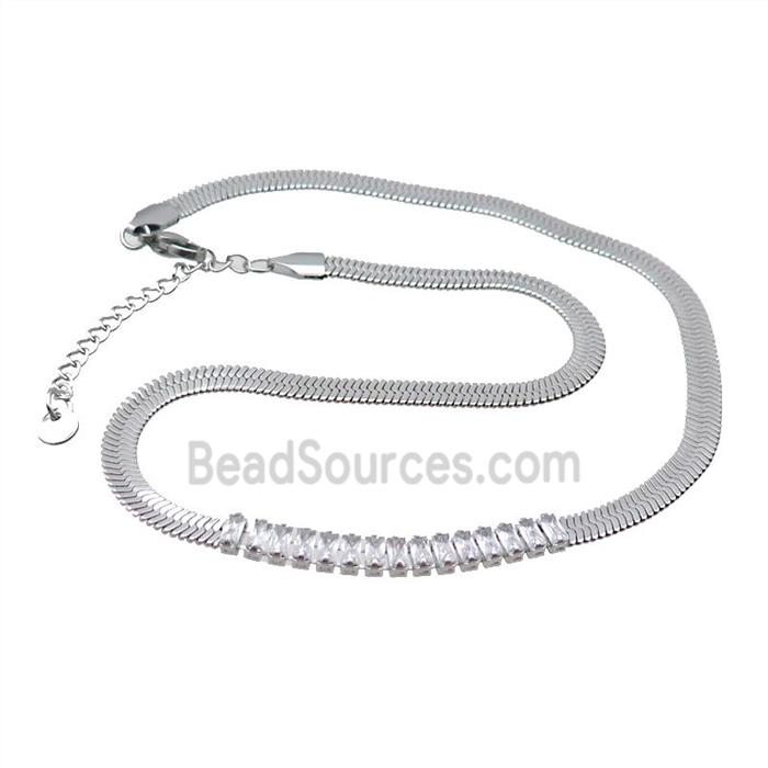 Copper Necklace Pave Crystal Glass Platinum Plated