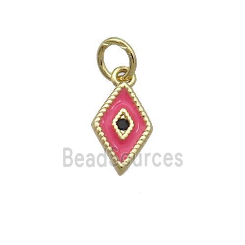 Copper Rhombic Pendant Hotpink Enamel Darts Gold Plated