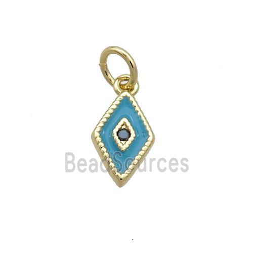 Copper Rhombic Pendant Teal Enamel Darts Gold Plated