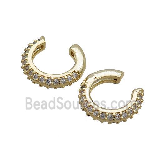 Copper Clip Earring Pave Zircon Gold Plated