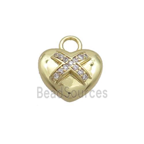 Copper Heart Pendant Pave Zircon Gold Plated