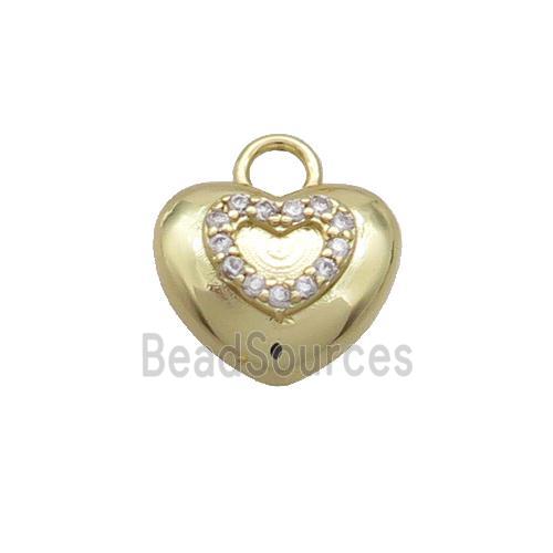 Copper Heart Pendant Pave Zircon Gold Plated