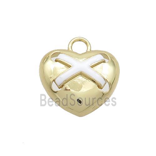 Copper Heart Pendant White Enamel Gold Plated