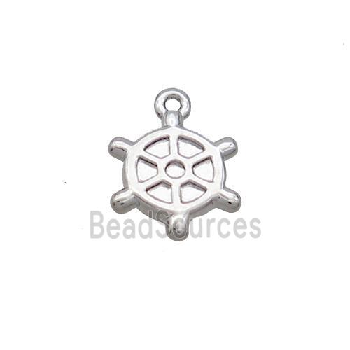 Copper Ship Helm Pendant Platinum Plated