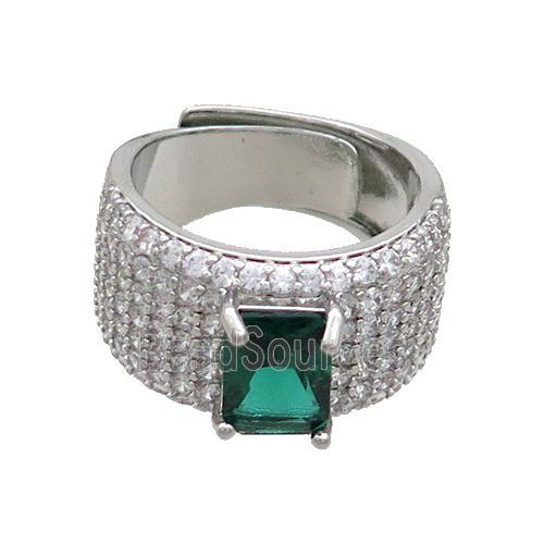 Copper Ring Pave Zircon Adjustable Platinum Plated