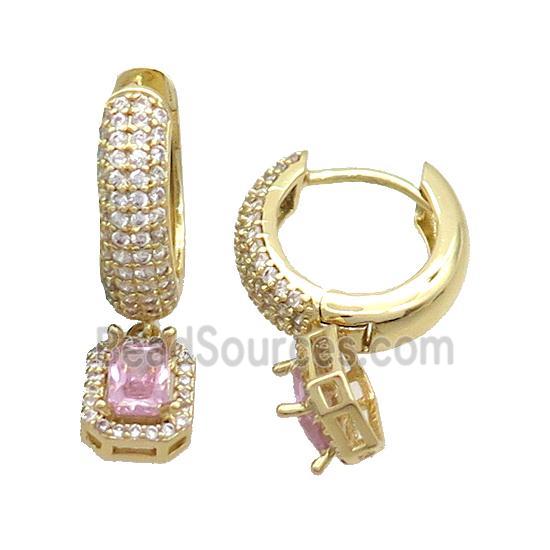 Copper Hoop Earring Pave Zircon Gold Plated