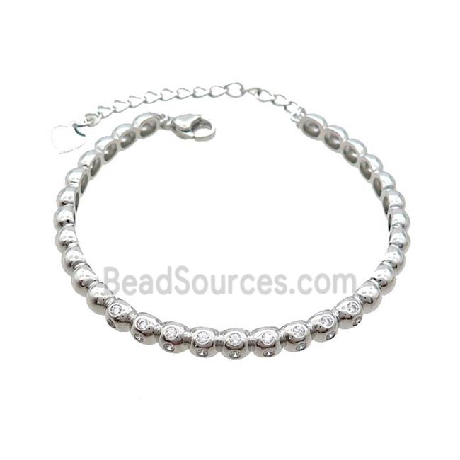 Copper Bangle Pave Zircon Platinum Plated