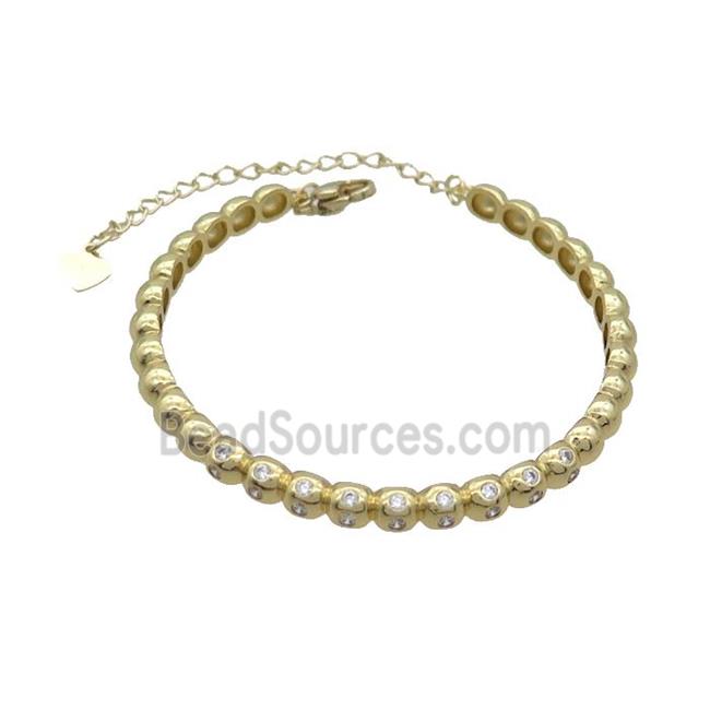 Copper Bangle Pave Zircon Gold Plated