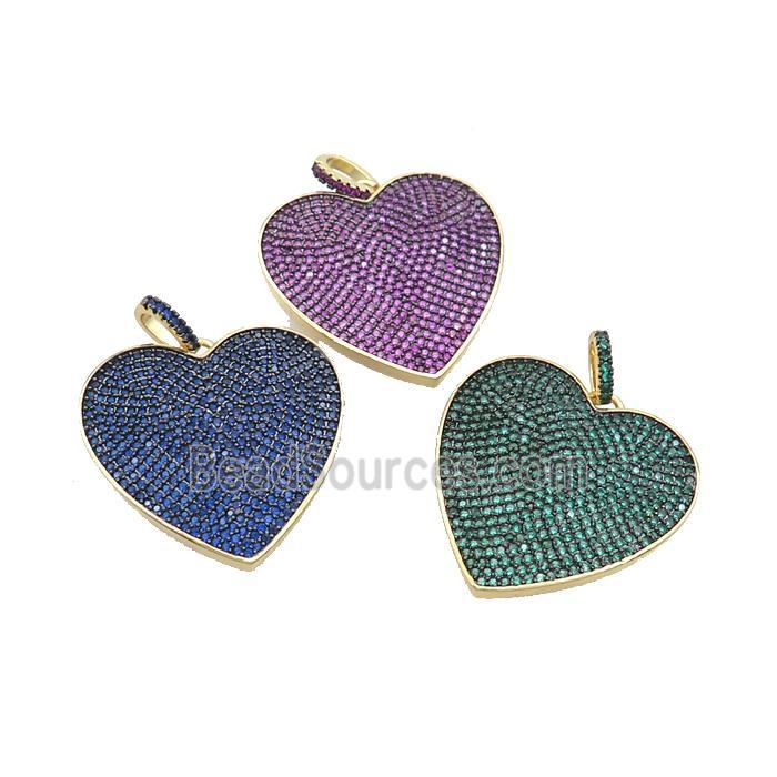 Copper Heart Pendant Pave Zircon Gold Plated Mixed