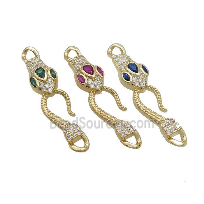 Copper Snake Connector Pave Zircon Gold Plated Mixed