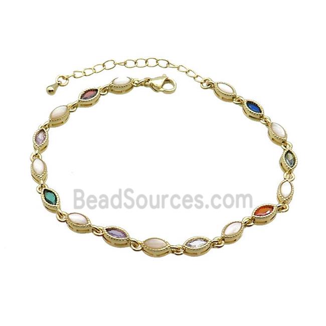 Copper Bracelets Pave Zirocn Multicolor Eye Gold Plated