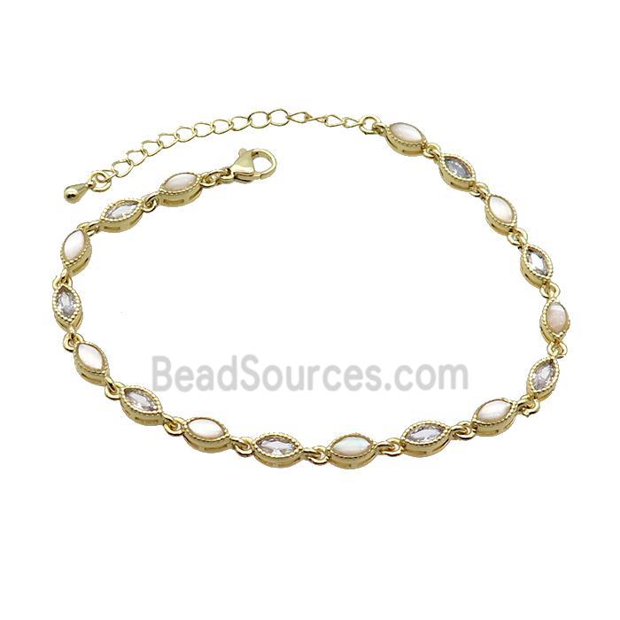 Copper Bracelets Pave Zirocn Eye Gold Plated