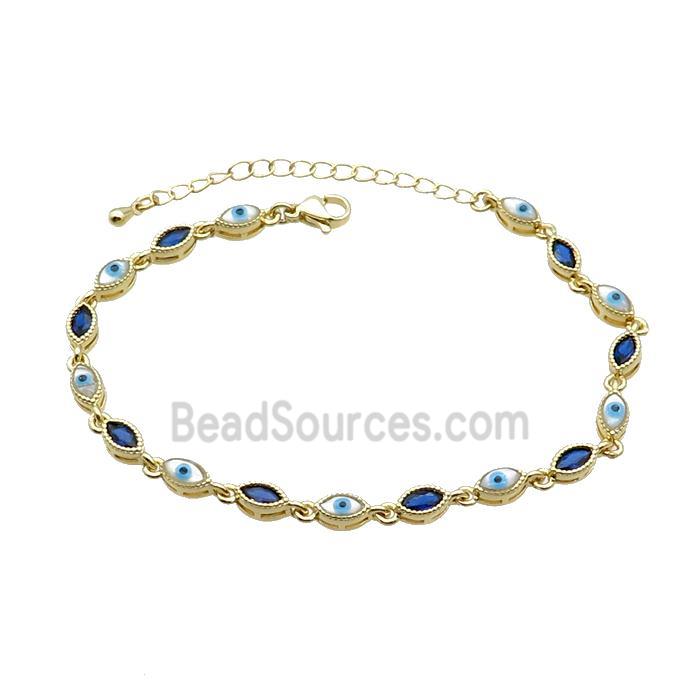 Copper Bracelets Pave Blue Zirocn Evile Eye Gold Plated