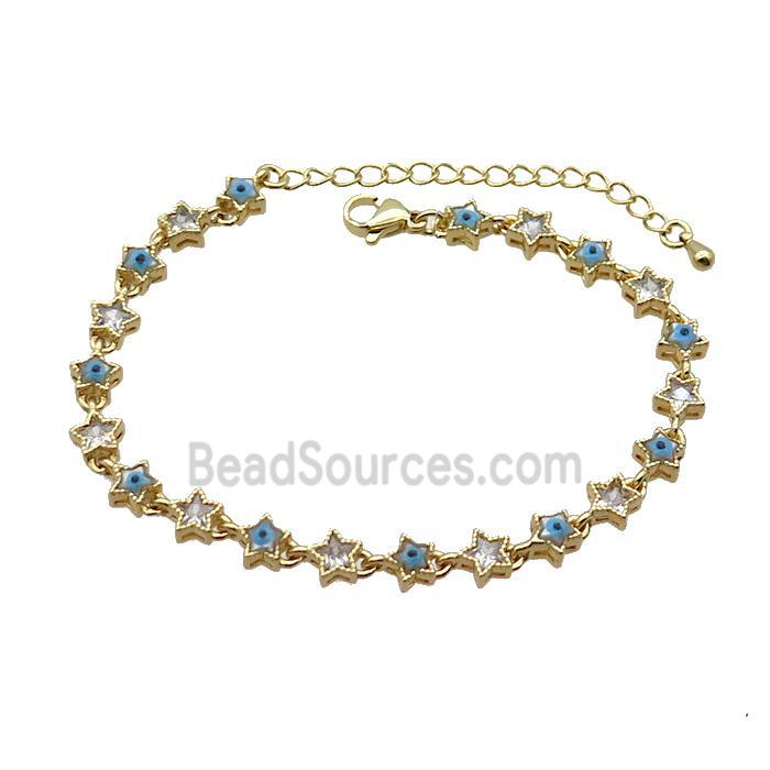 Copper Bracelets Pave Zirocn Star Evil Eye Gold Plated