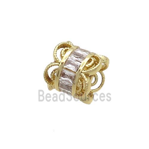 Copper Capbeads Pave Zircon Double Gold Plated