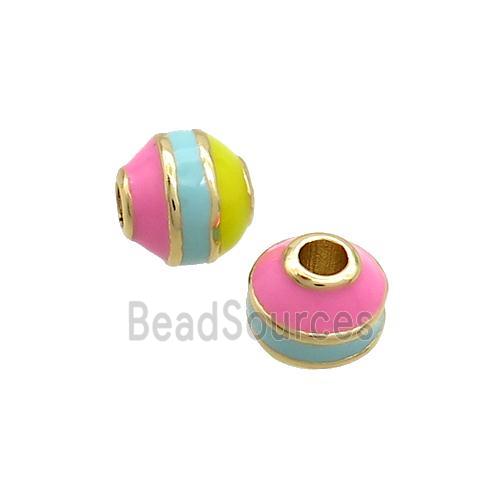 Copper Bicone Beads Enamel Multicolor Gold Plated