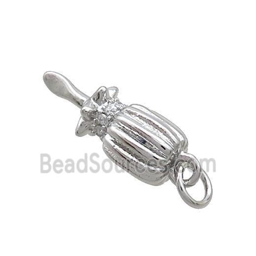 Copper Screwdriver Charms Pendant Pave Zircon Platinum Plated