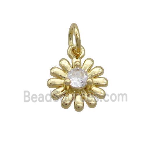 Copper Sunflower Pendant Pave Zircon Gold Plated