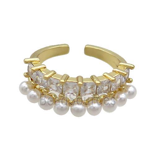 Copper Ring Pave Pearlized Plastic Gold Plated