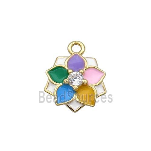 Copper Flower Pendant Multicolor Enamel Gold Plated