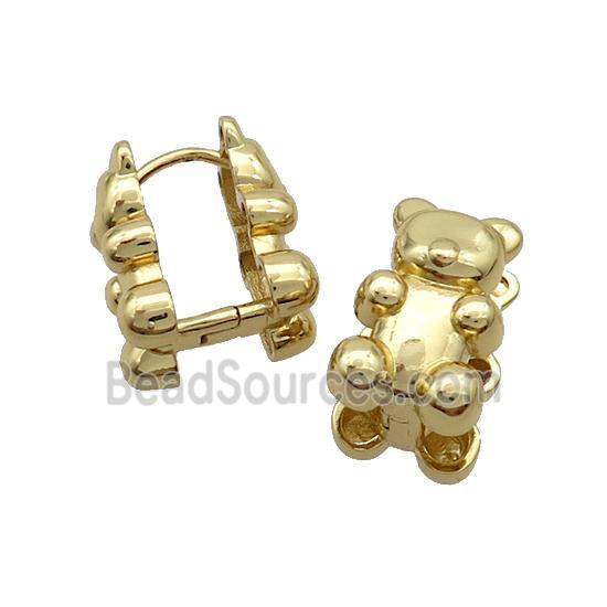 Copper Latchback Earrings Bear Gold Plated