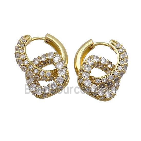 Copper Hoop Earrings Pave Zircon Gold Plated