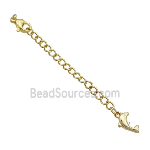 Copper Necklace Extender Chain Dolphin Gold Plated