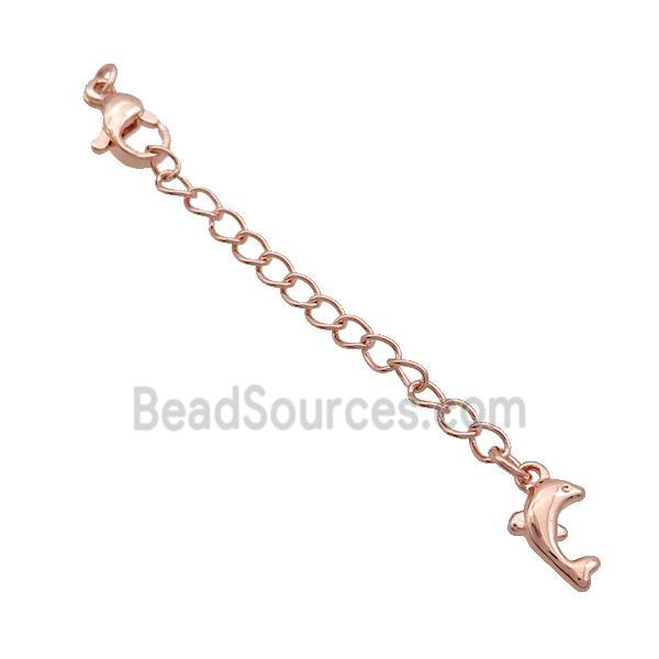 Copper Necklace Extender Chain Dolphin Rose Gold