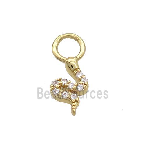 Copper Snake Pendant Charms Pave Zircon Gold Plated