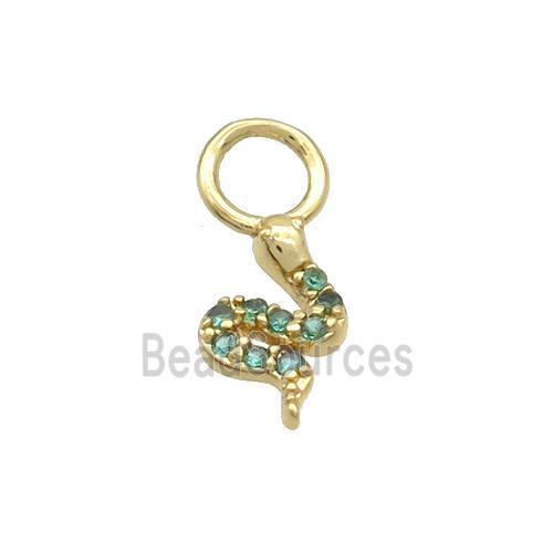 Copper Snake Pendant Charms Pave Zircon Gold Plated