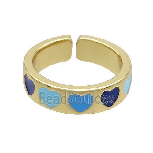 Copper Rings Enamel Heart Gold Plated